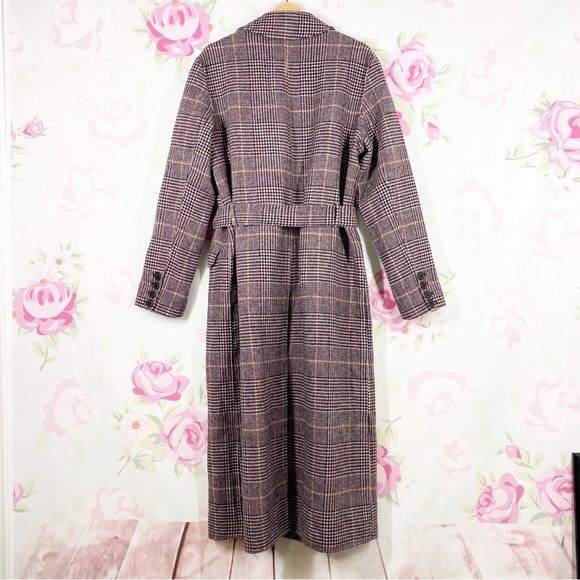 NEW Free People Menswear Hailey Wool Checkered Plaid Duster Coat M - Picture 11 of 16